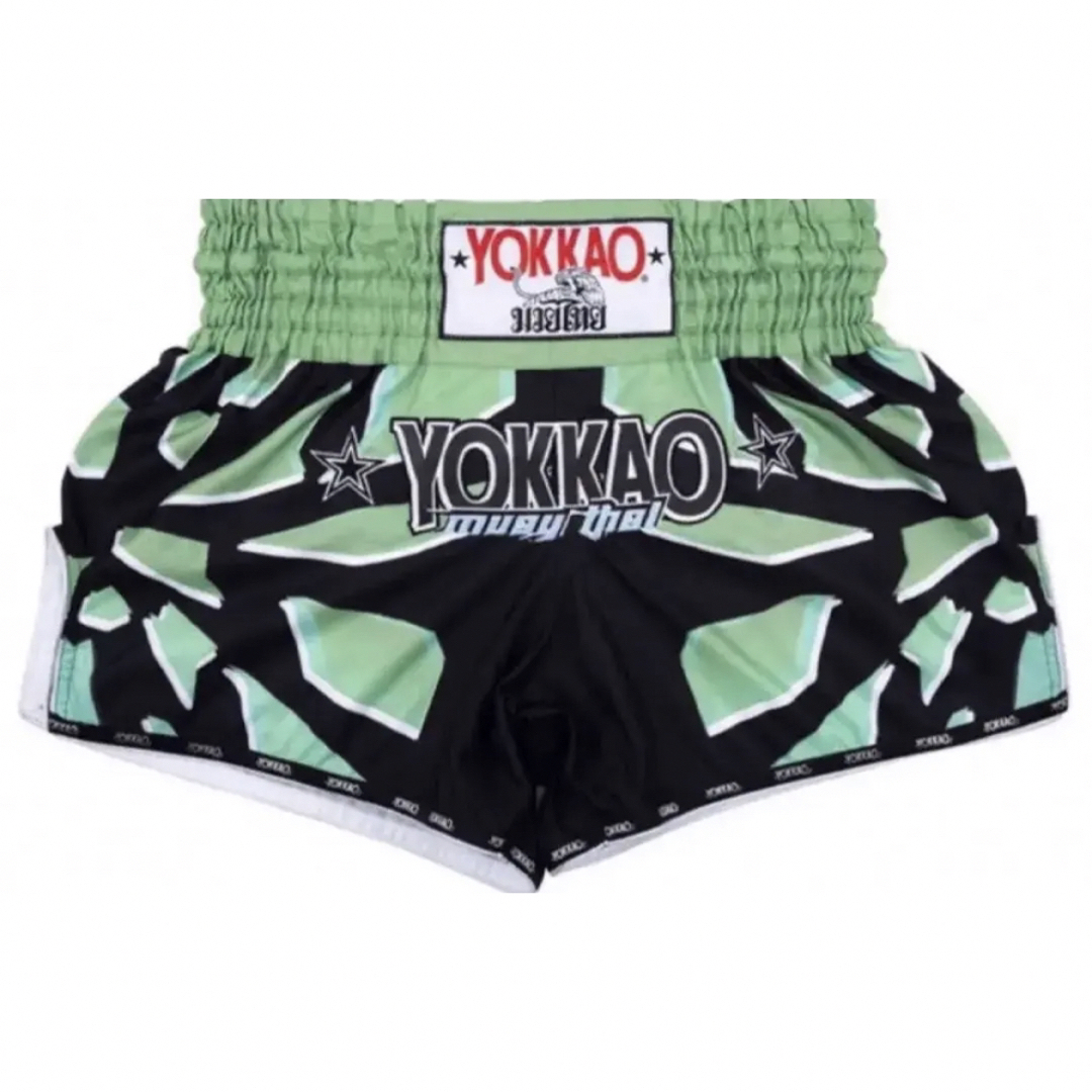 YOKKAO ムエタイパンツ「BROKEN」黒緑 Lサイズ