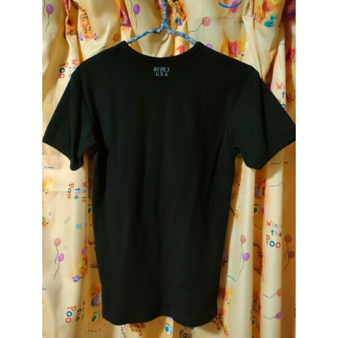 AVIREX(アヴィレックス)のAVIREX　VネックリブTシャツ　S ブラック メンズのトップス(Tシャツ/カットソー(半袖/袖なし))の商品写真
