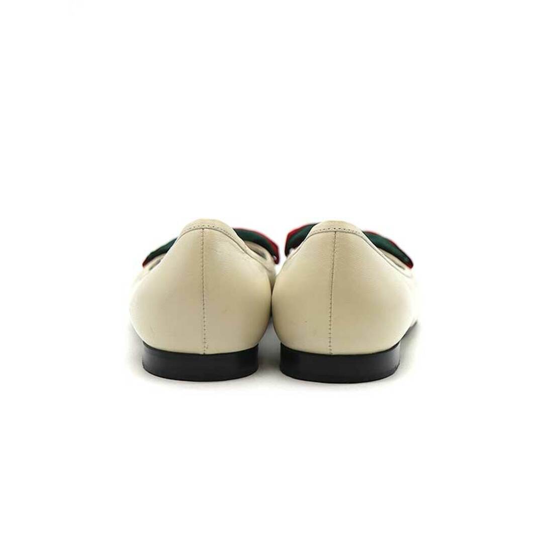 Gucci(グッチ)のGUCCI グッチ ウェブリボン フラットレザーパンプス アイボリー 35 1/2 レディースの靴/シューズ(ハイヒール/パンプス)の商品写真