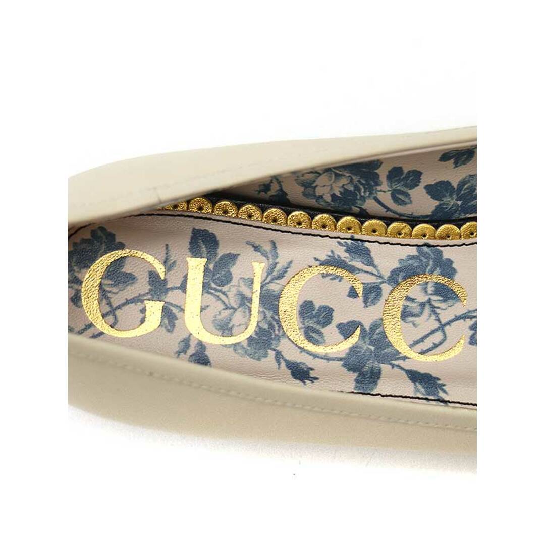 Gucci(グッチ)のGUCCI グッチ ウェブリボン フラットレザーパンプス アイボリー 35 1/2 レディースの靴/シューズ(ハイヒール/パンプス)の商品写真