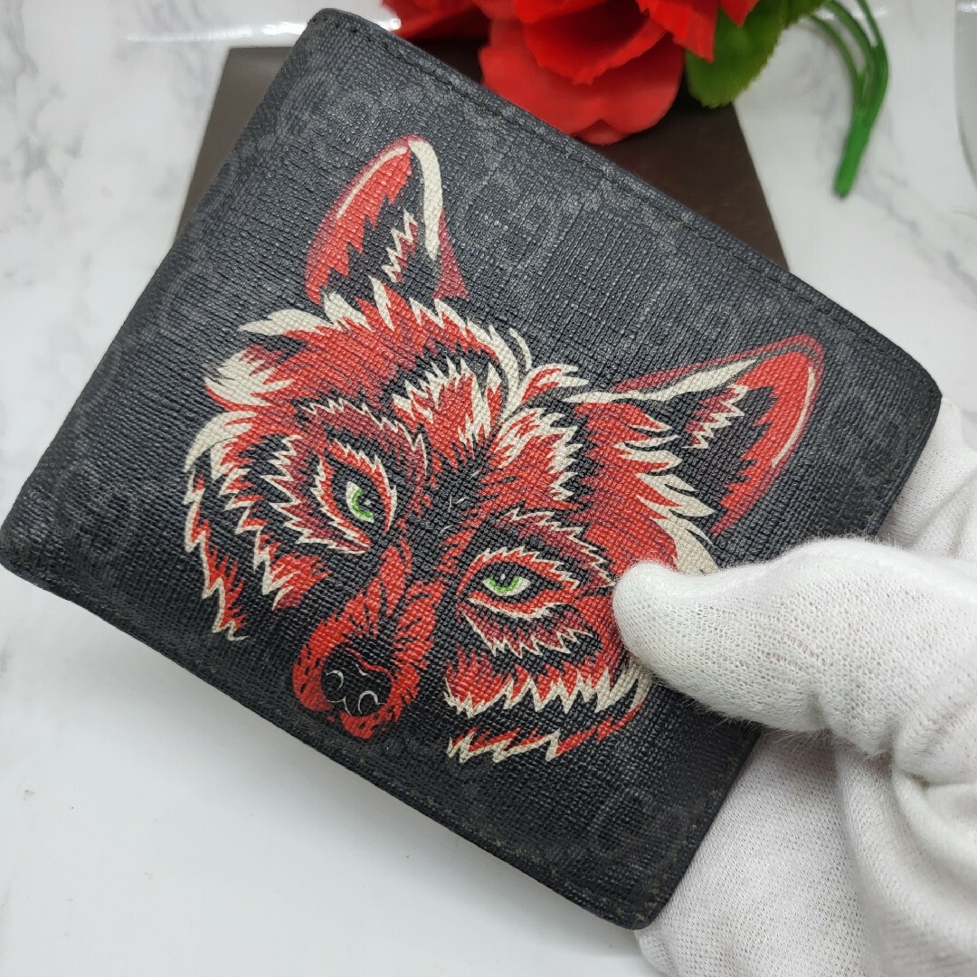 Gucci - 【希少】 GUCCI グッチ 2つ折り財布 財布 ウルフ GG