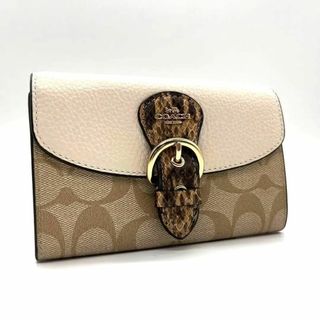 COACH コーチ　折り財布　クレオウォレット　ホワイト　パイソン柄　財布