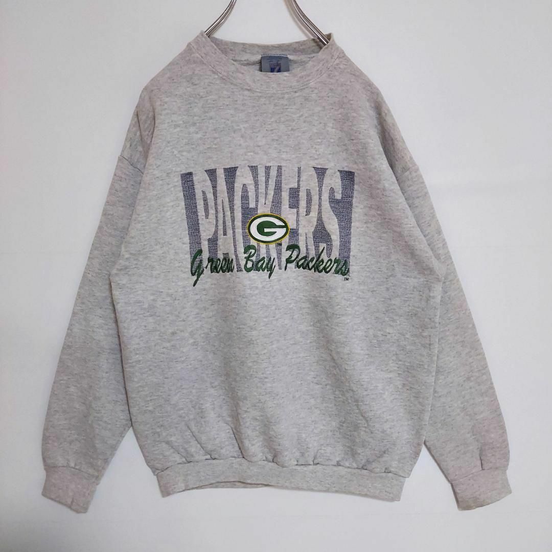 NFL ロゴ7 アメリカ製 90s 刺繍ロゴスウェット グレー パッカーズ M