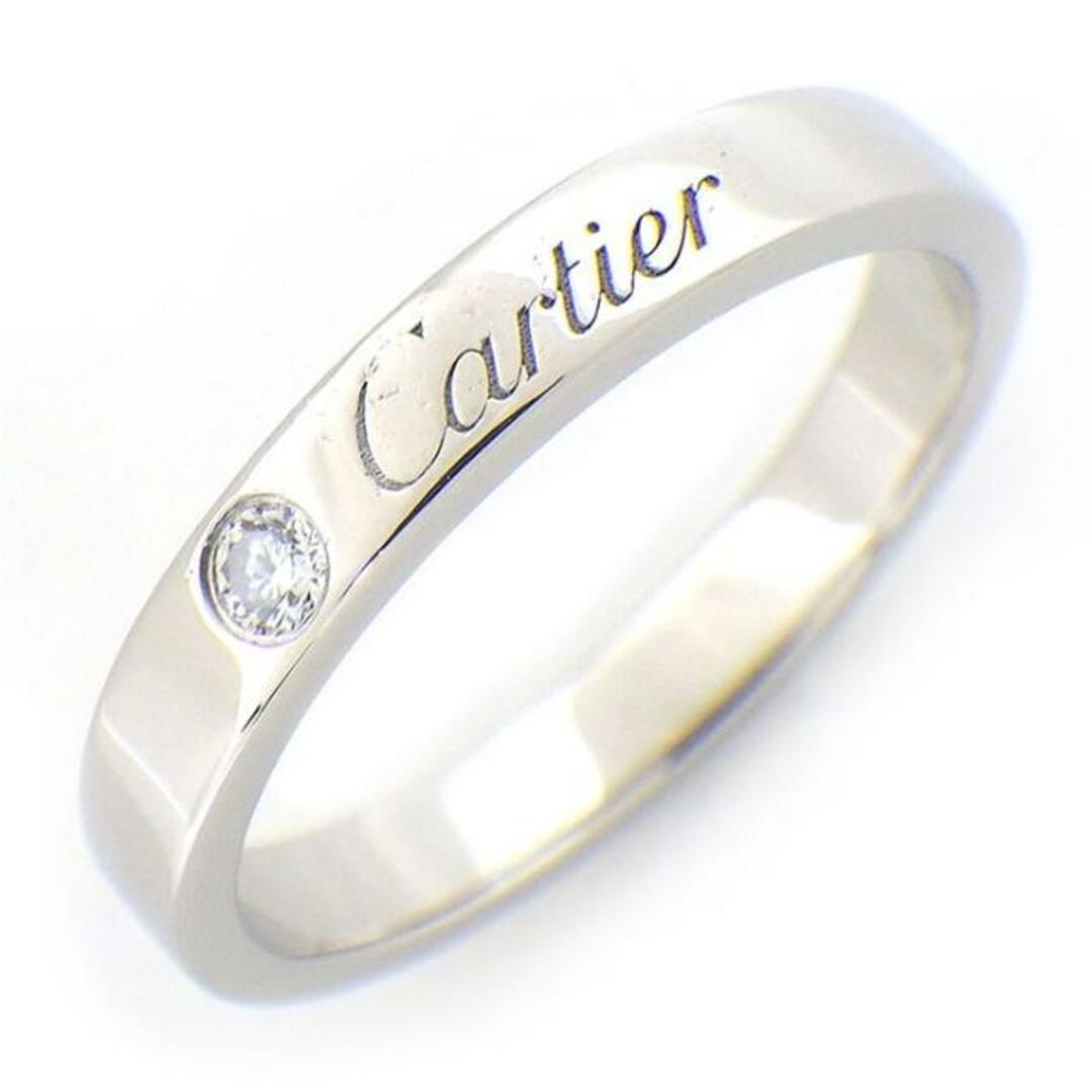 カルティエ Cartier リング C ドゥ カルティエ ウェディング バンド 3mm B4051354 エングレーブド ロゴ 1ポイント ダイヤモンド PT950 14号 / #54