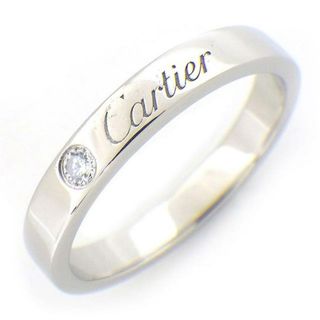 カルティエ(Cartier)のカルティエ Cartier リング C ドゥ カルティエ ウェディング バンド 3mm B4051354 エングレーブド ロゴ 1ポイント ダイヤモンド PT950 14号 / #54 【中古】(リング(指輪))