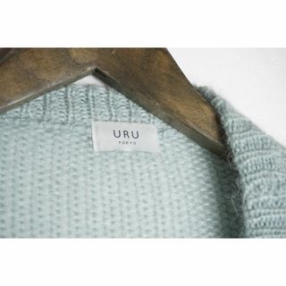 美品21AW URU ウル モヘア ニット ロング カーディガン 水色901N▲