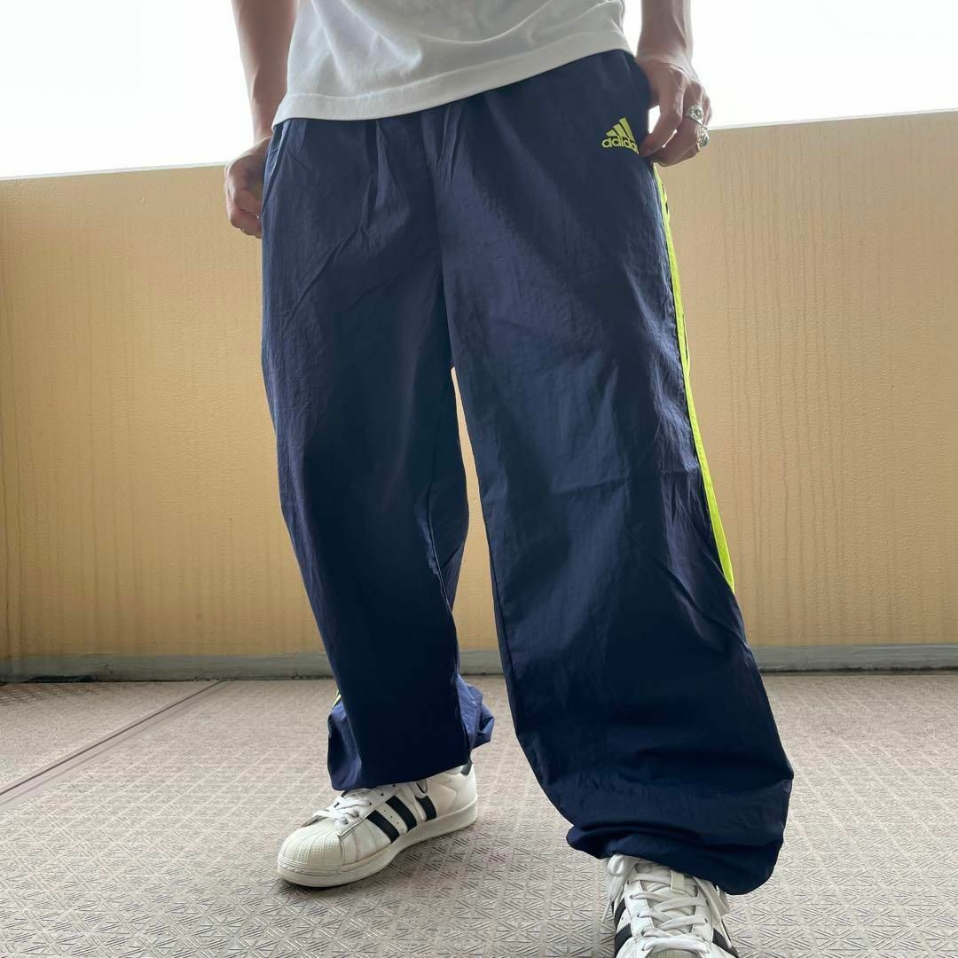 ◎【XL相当】90's adidas ナイロンパンツ　アディダス　ネイビー