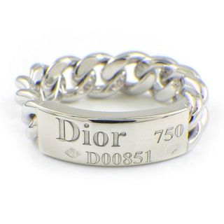 クリスチャンディオール Christian Dior リング ゴルメット チェーン プレート K18WG 8号 / #48 【中古】