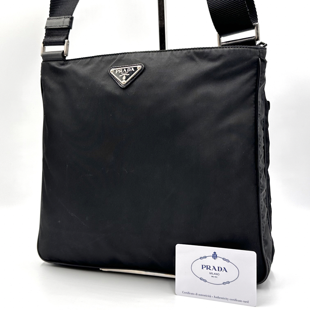 美品✨希少 PRADA ナイロンレザー ショルダーバッグ 三角ロゴ