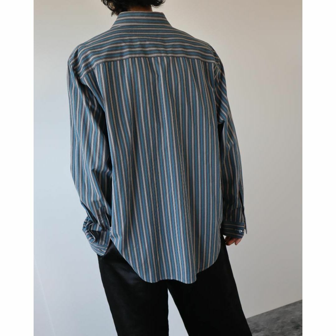 【PERRY ELLIS】ミックス ストライプ 綿 ルーズ 長袖シャツ 2XL