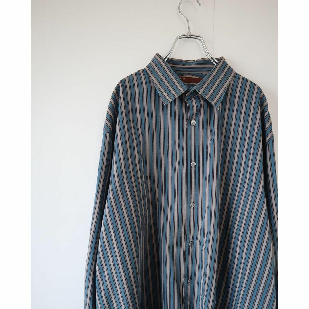 【PERRY ELLIS】ミックス ストライプ 綿 ルーズ 長袖シャツ 2XL