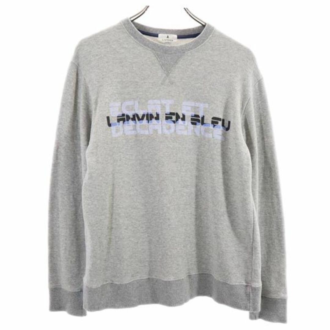 ランバンオンブルー 日本製 長袖 プリント スウェット 48 グレー系 LANVIN en Bleu トレーナー メンズ   【230918】