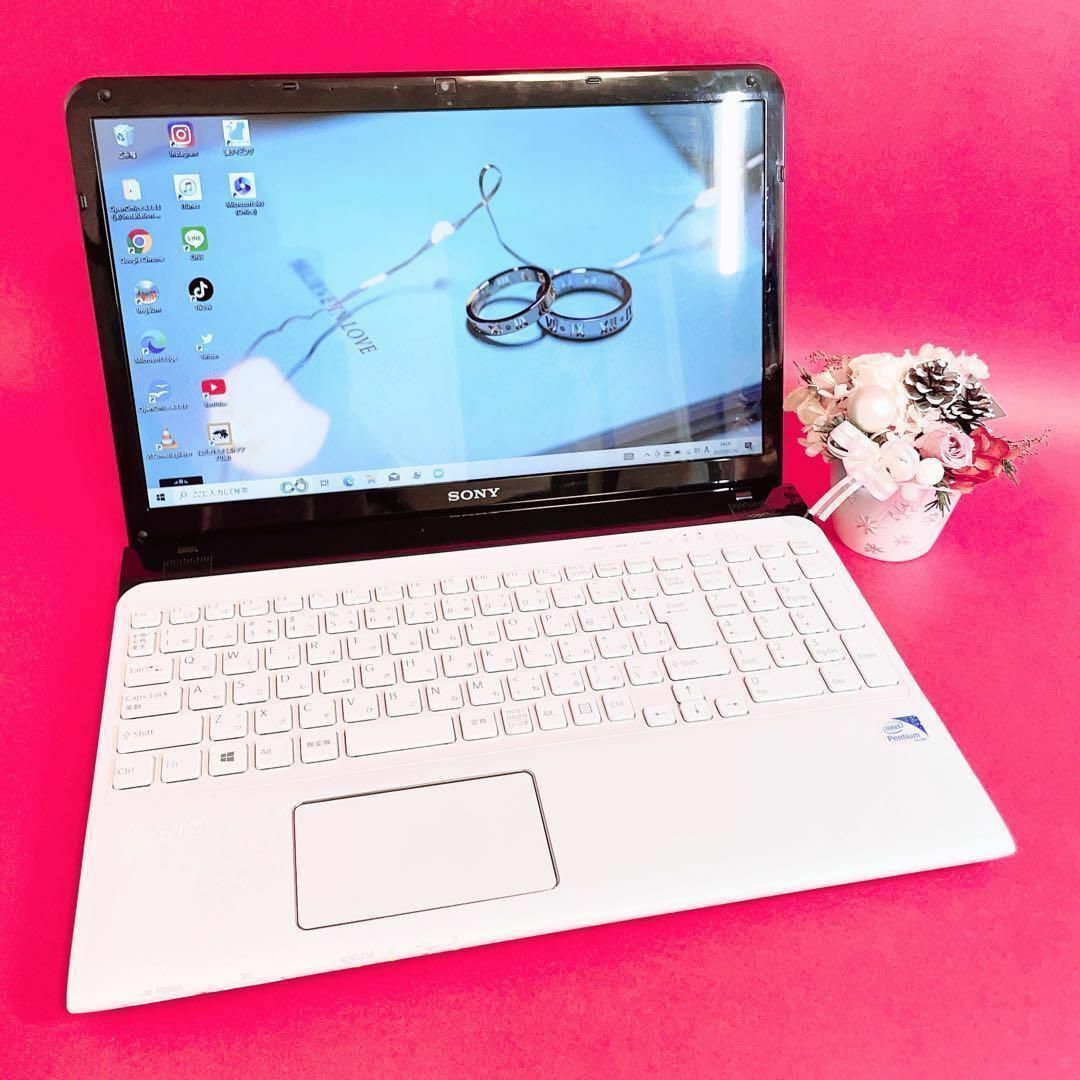 ✨️必見✨すぐ使える白ノートパソコン❣️大容量VAIO!カメラで事務