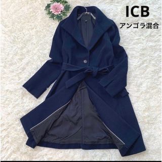 【美品】iCB ロングコート　ビックカラー　カシミヤ　グレー　L　女優コート