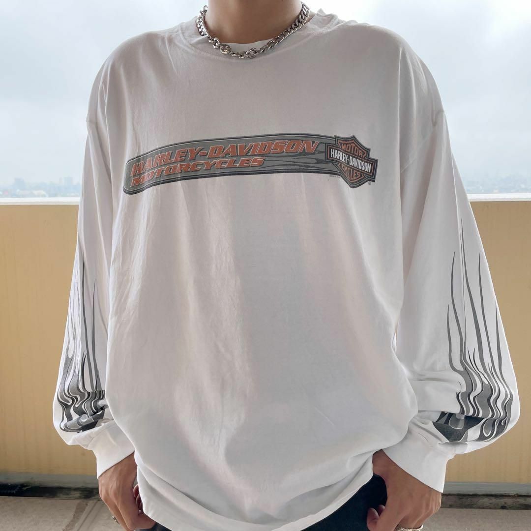 Harley Davidson - 00s ハーレーダビッドソン ロンT長袖Tシャツ 2XL 白
