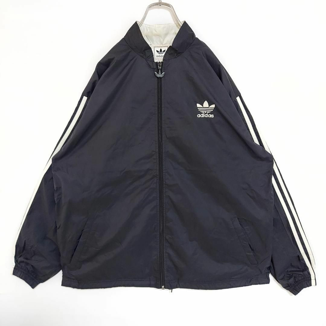 adidas - アディダス ナイロンジャケット 3ストライプ L ブラック黒