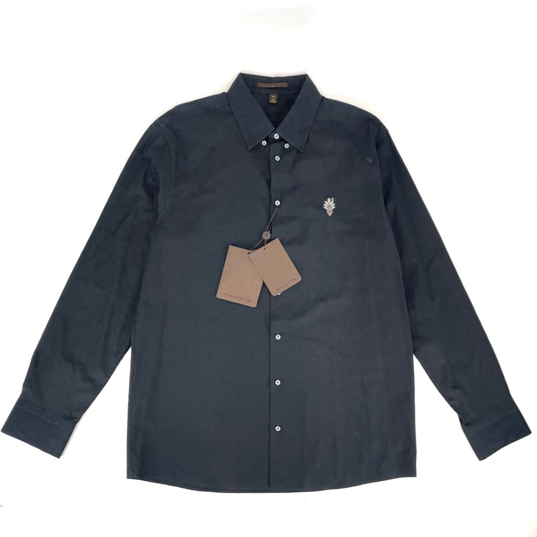 【限定価格】LOUIS VUITTON ルイヴィトン 長袖シャツ トップス ワンポイント シンプル アパレル 服 春 秋 XL ブラック 黒 コットン    メンズ 定番【品】