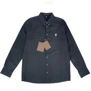 ルイヴィトン(LOUIS VUITTON)の【在庫一掃】LOUIS VUITTON ルイヴィトン 長袖シャツ トップス ワンポイント シンプル アパレル 服 春 秋 XL ブラック 黒 コットン    メンズ 定番【中古品】(シャツ)