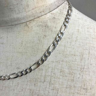 イタリア製 ヴィンテージ シルバー925フィガロチェーンネックレスの