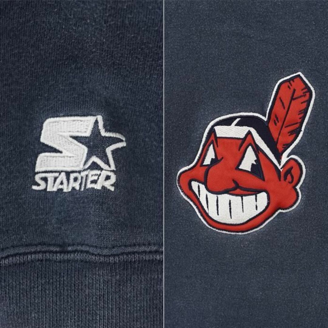 マジェスティック　MLB インディアンス　ジャケット　刺繍　紺