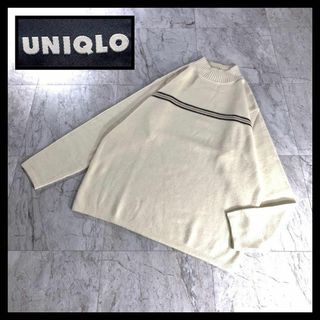 90s OLD UNIQLO モックネック アクリル ニット アイボリー L