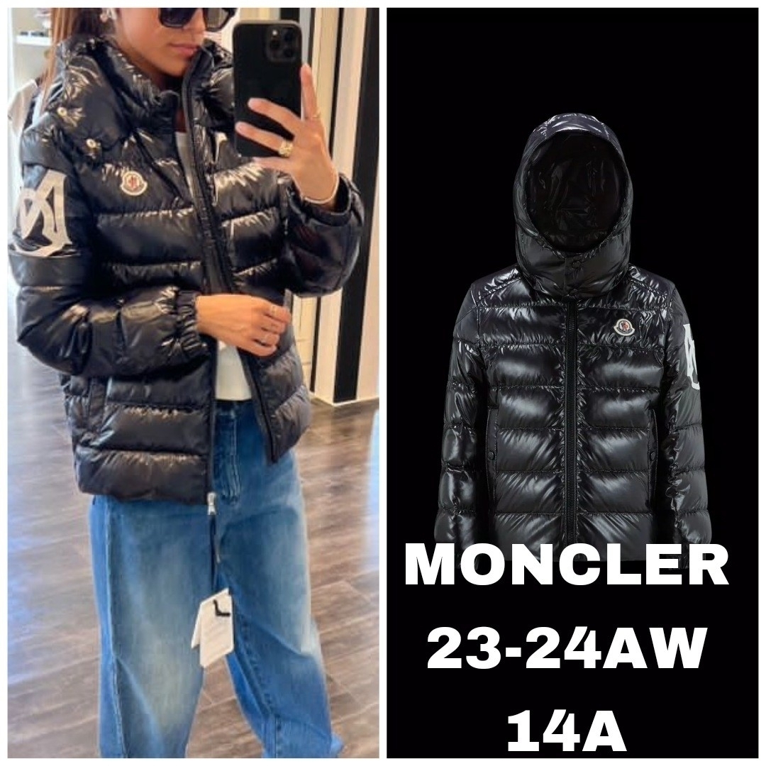 ⭐23-24AW/最新作 MONCLER  刺繍パッチダウン ブラック　14A