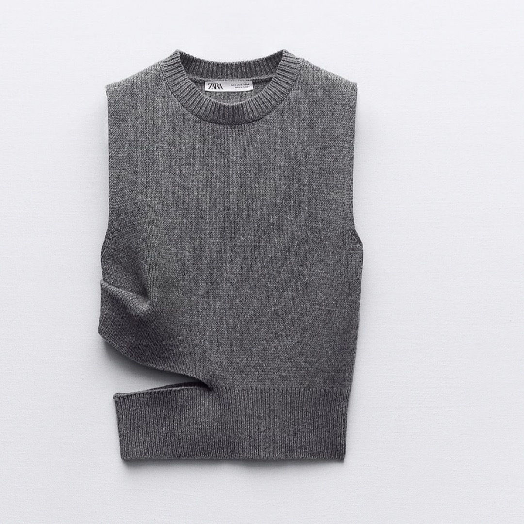 ZARA ウールブレンド ニットベスト カットアウト moussy Liten