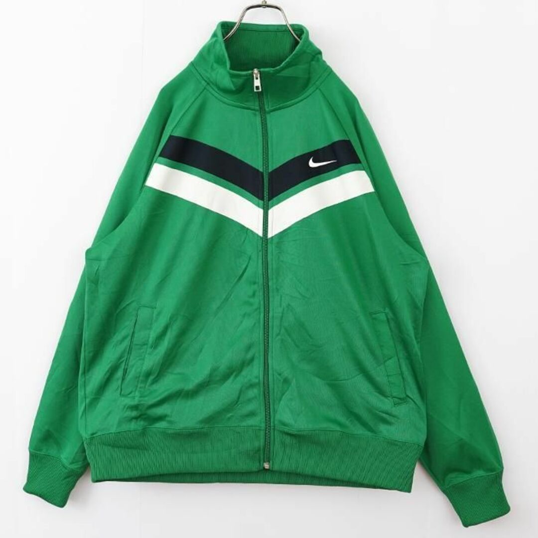 00s ナイキ トラックジャケット グリーン緑 刺繍ワンポイントロゴ L