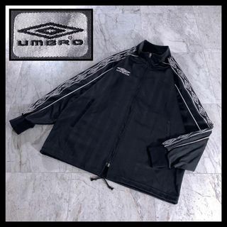 00s  UMBRO トラックジャケット ジャージ 青 黒 刺繍ロゴ