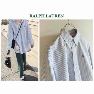 ラルフローレン(Ralph Lauren)のラルフローレン ストライプ オックスフォード BD シャツ 9 ペールブルー 白(シャツ/ブラウス(長袖/七分))