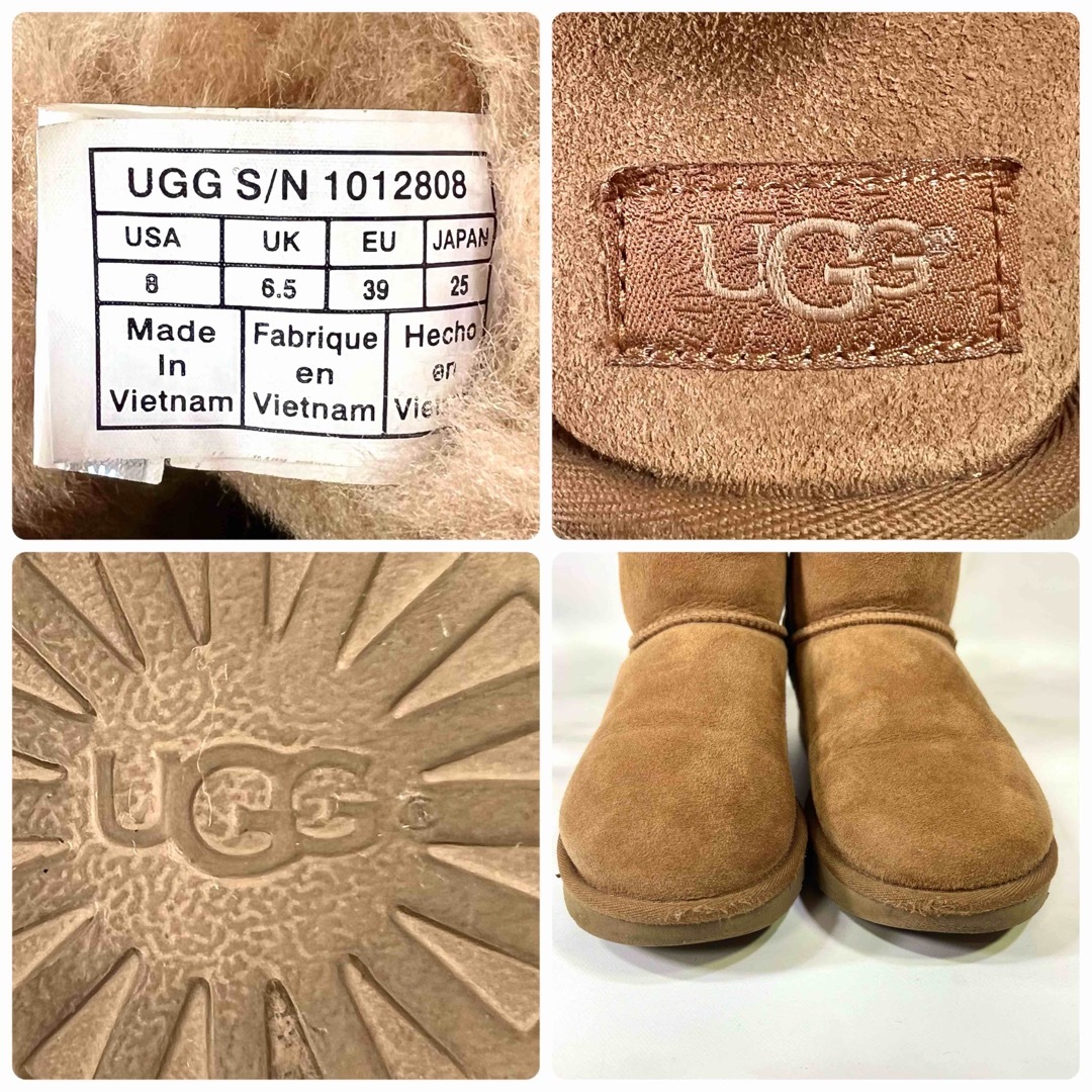 美品】UGG Naveah ナベア リボン ムートンブーツ ベージュ25.0 - ブーツ