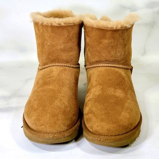 【美品】UGG Naveah ナベア リボン ムートンブーツ ベージュ25.0