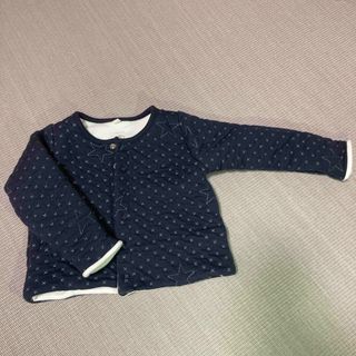 プチバトー(PETIT BATEAU)のプチバトー　チュビックキルティングプリントカーディガン 12ヶ月　74cm(カーディガン/ボレロ)