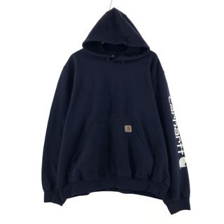 カーハート(carhartt)の古着 カーハート Carhartt ORIGINAL FIT 袖プリント スウェットプルオーバーパーカー メンズXL /eaa369376(スウェット)