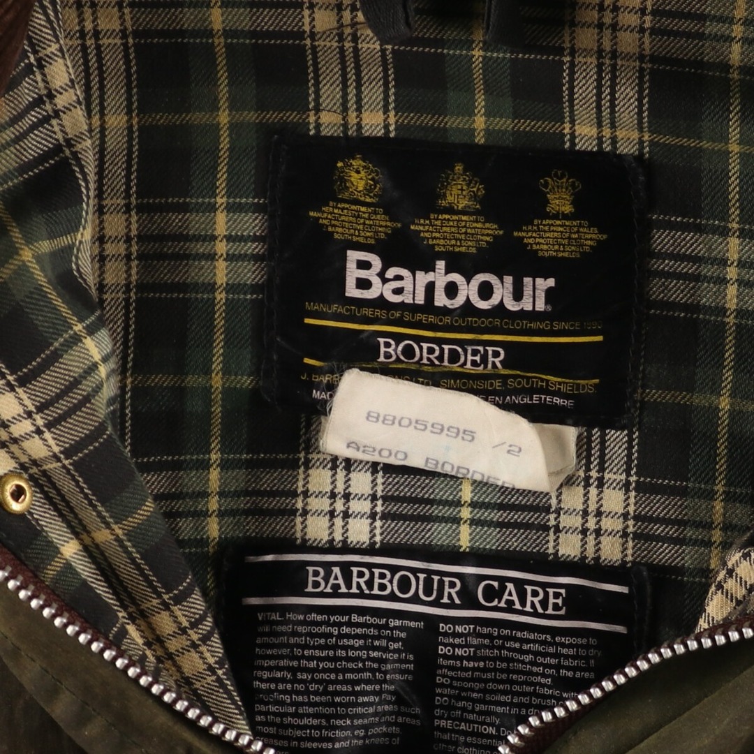 Barbour(バーブァー)の古着 80年代 バブアー Barbour BORDER ボーダー 旧3ワラント ワックスコットン オイルドジャケット 英国製 C40 メンズM ヴィンテージ /eaa372657 メンズのジャケット/アウター(その他)の商品写真