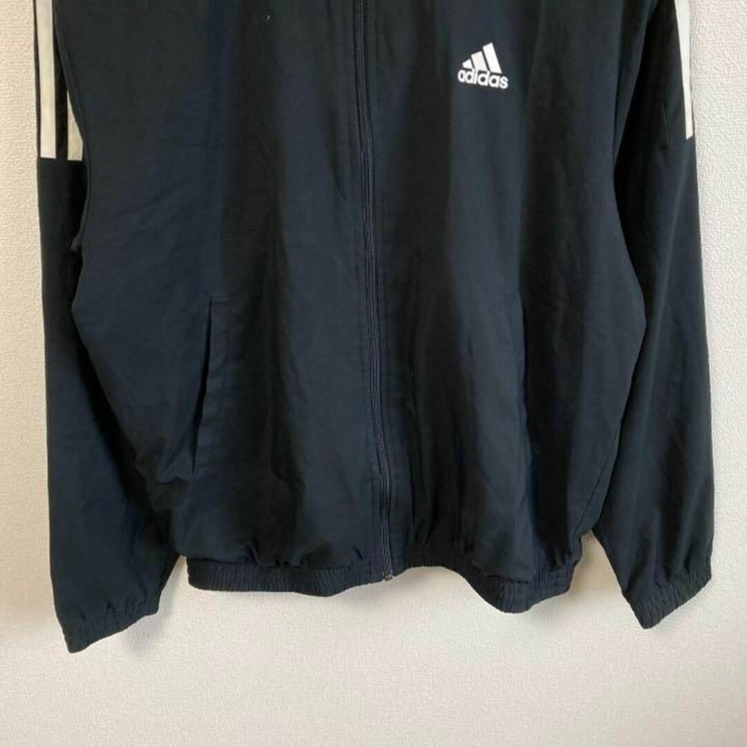 adidas(アディダス)のadidas アディダス　ナイロンジャケット 3ライン　ブラック　黒　L メンズのジャケット/アウター(ナイロンジャケット)の商品写真