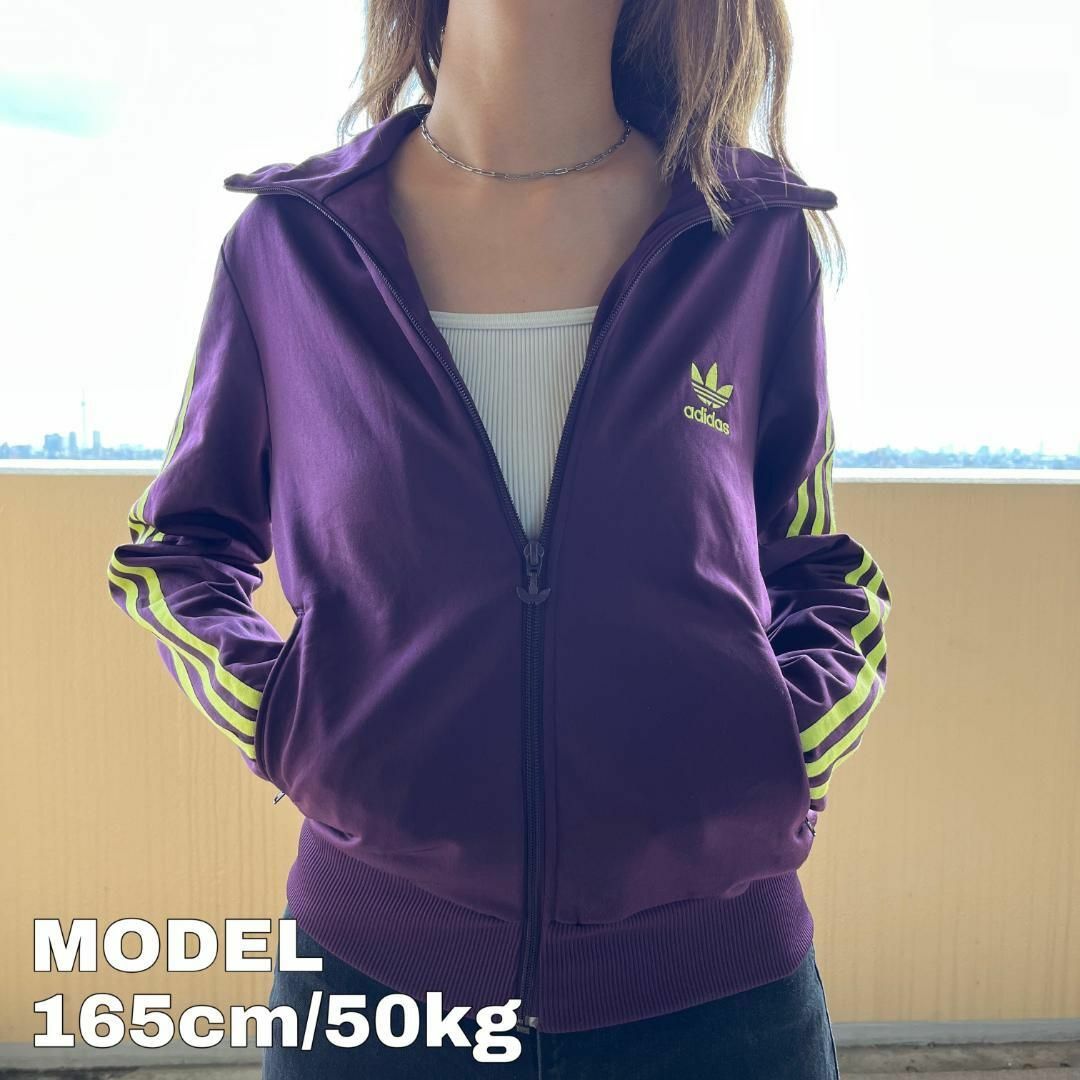 アディダス adidas トラックジャケット 紫パープルボルドー黄色 古着 M | フリマアプリ ラクマ