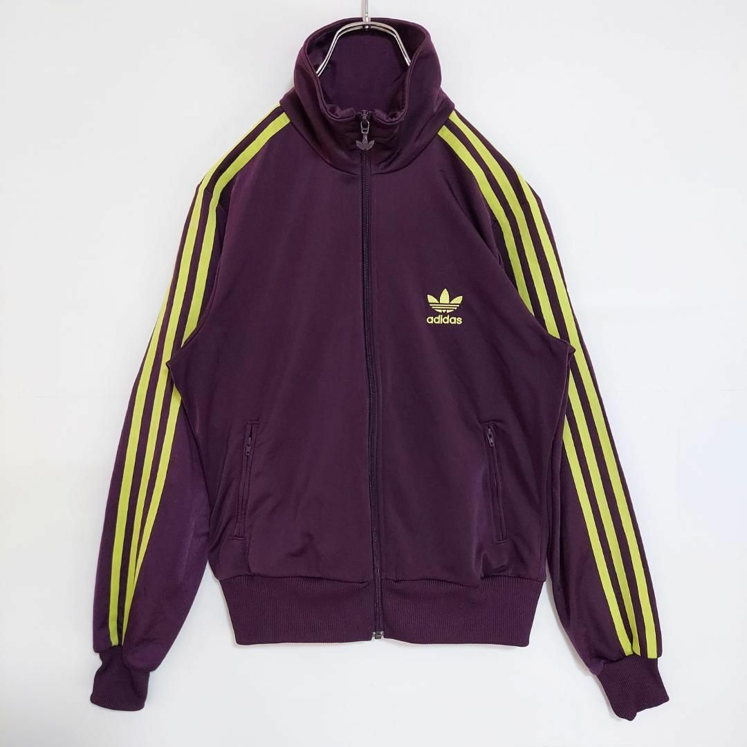 アディダス adidas トラックジャケット 紫パープルボルドー黄色 古着 M