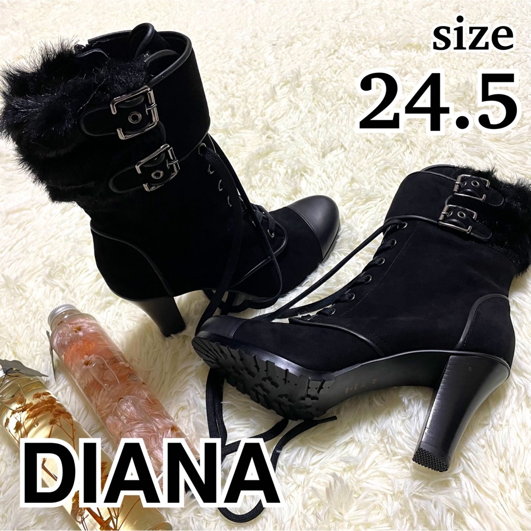 【美品】DIANA レースアップブーツ ファーブーツ 【美品】