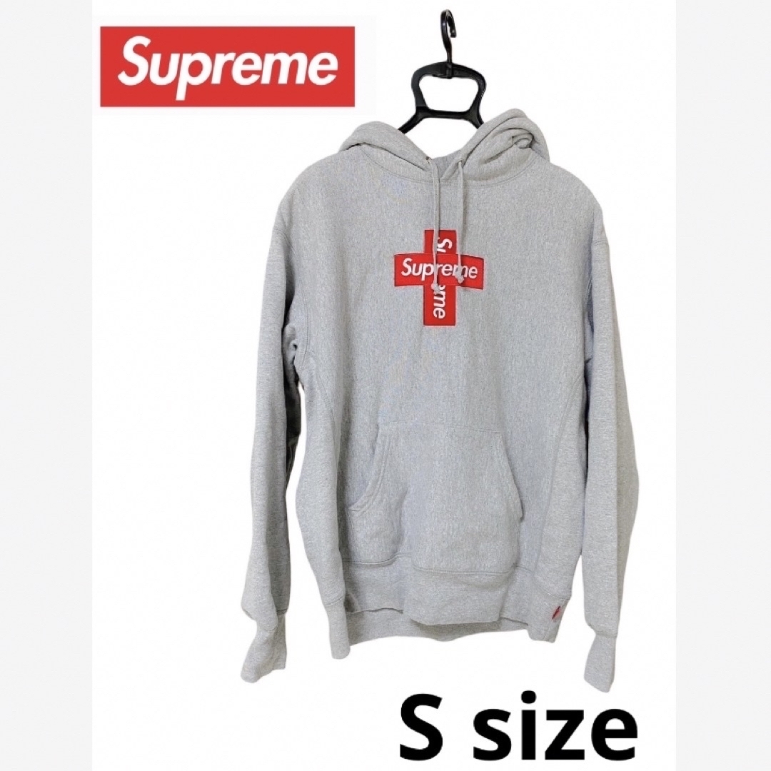 Supreme Cross Box Logo Hooded パーカー グレー