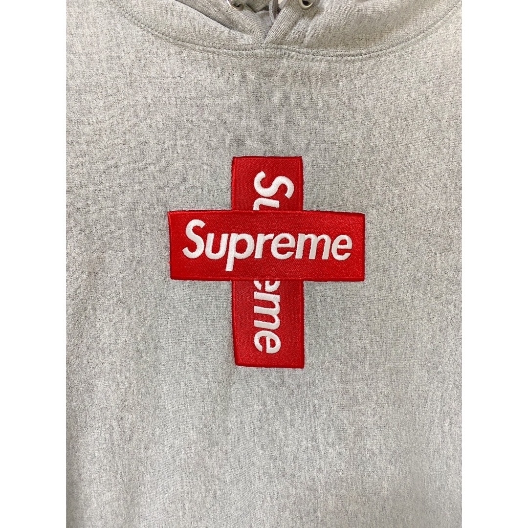 キムタク着用　SUPREME　クロスボックスロゴ　フーディー　Gray