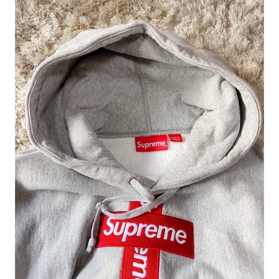 キムタク着用　SUPREME　クロスボックスロゴ　フーディー　Gray