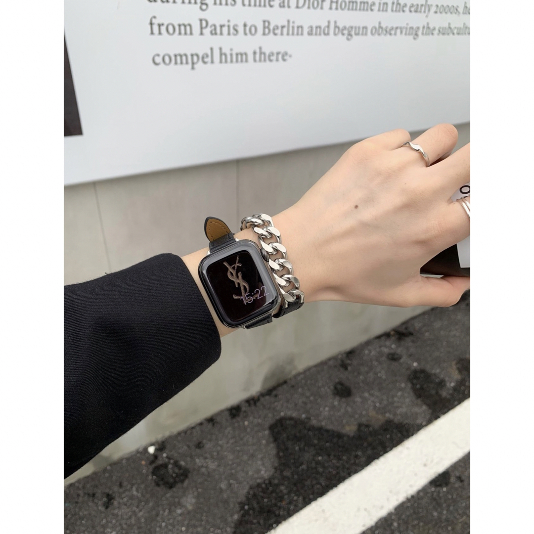 Apple Watch(アップルウォッチ)の【本革】Apple Watchバンド　二重巻き　ベージュ　ステンレス レディースのファッション小物(腕時計)の商品写真