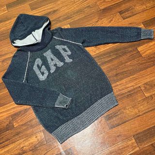 ギャップ(GAP)のGAP ニットパーカー　ネイビー　長袖　レディース　L(パーカー)