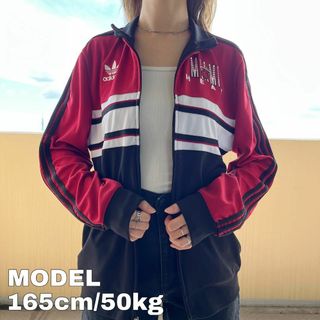 90ｓ ａｄｉｄａｓ アディダス トラックジャケット ジャージ  黒 赤 ウェア