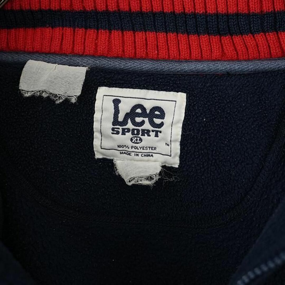 LEE インディアンス ハーフジップフリース ロゴ刺繍 90s XL 紺 MLB