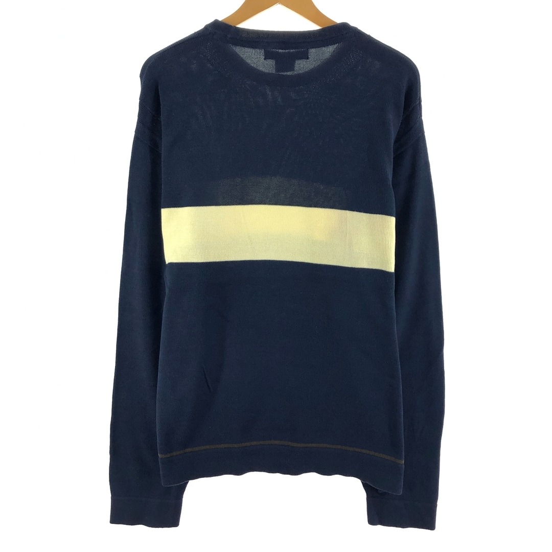 TOMMY HILFIGER(トミーヒルフィガー)の古着 トミーヒルフィガー TOMMY HILFIGER ライン入り コットンニットセーター メンズXL /eaa369571 メンズのトップス(ニット/セーター)の商品写真