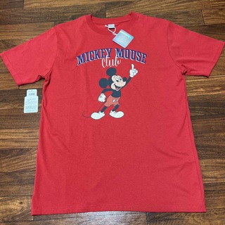 ディズニー(Disney)のディズニー　ミッキーマウス　Tシャツ 赤　半袖　メンズ　L(Tシャツ/カットソー(半袖/袖なし))