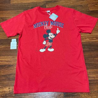 ディズニー(Disney)のディズニー　ミッキーマウス　Tシャツ 赤　半袖　メンズ　L(Tシャツ/カットソー(半袖/袖なし))