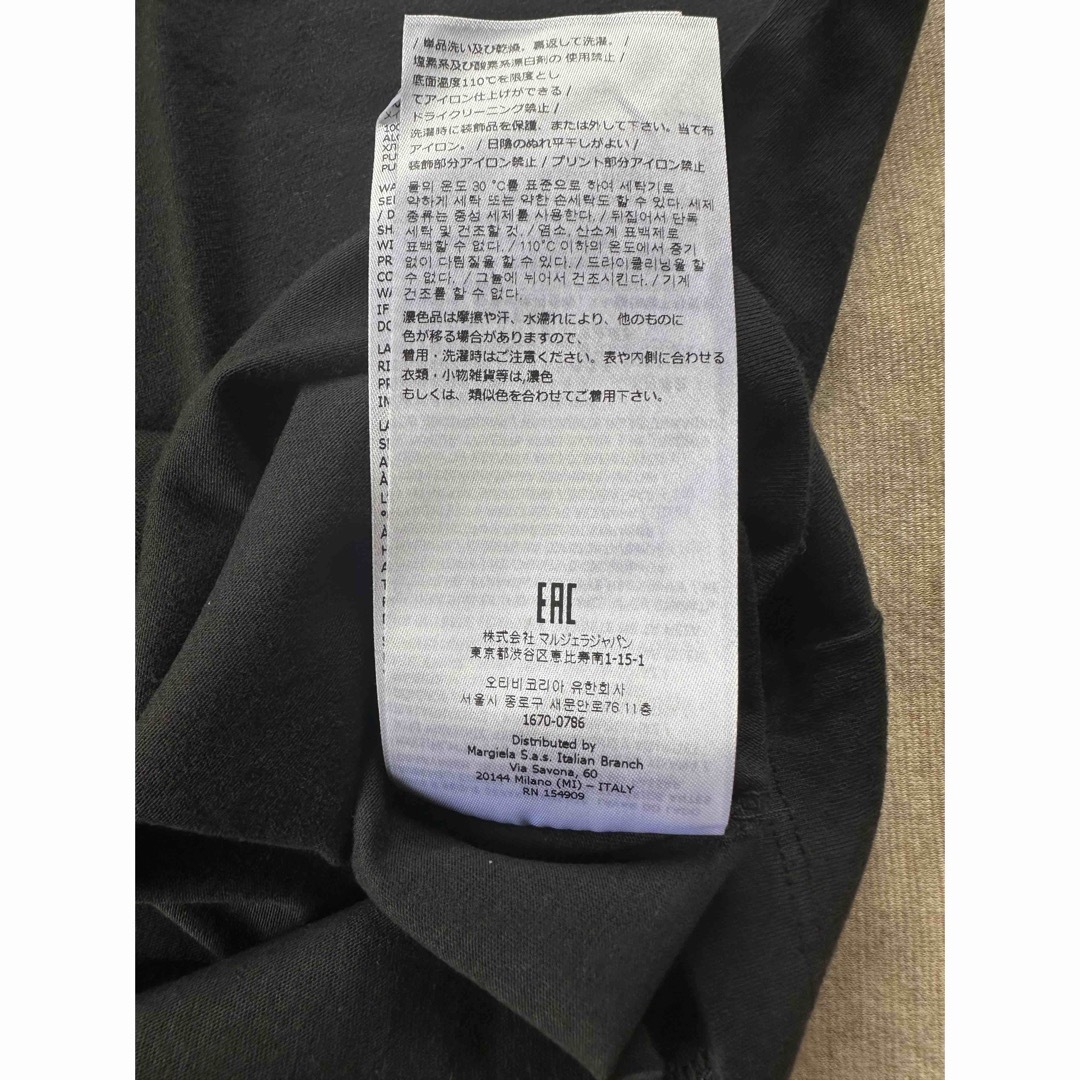 黒XXL新品 メゾン マルジェラ レギュラー オーガニック Tシャツ ブラック